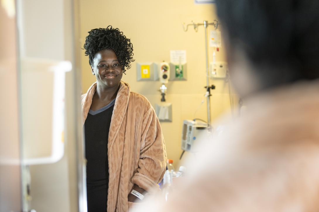 Page Campbell in the hospital after her surgery