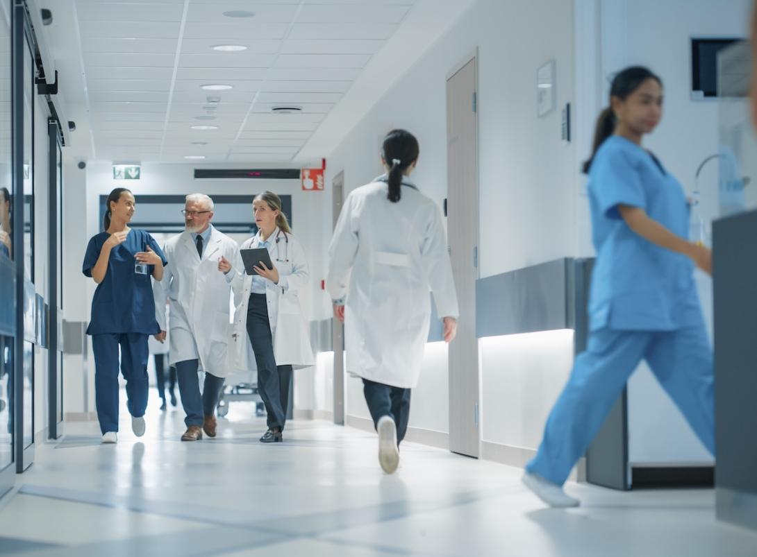 Hospital staff in hallway