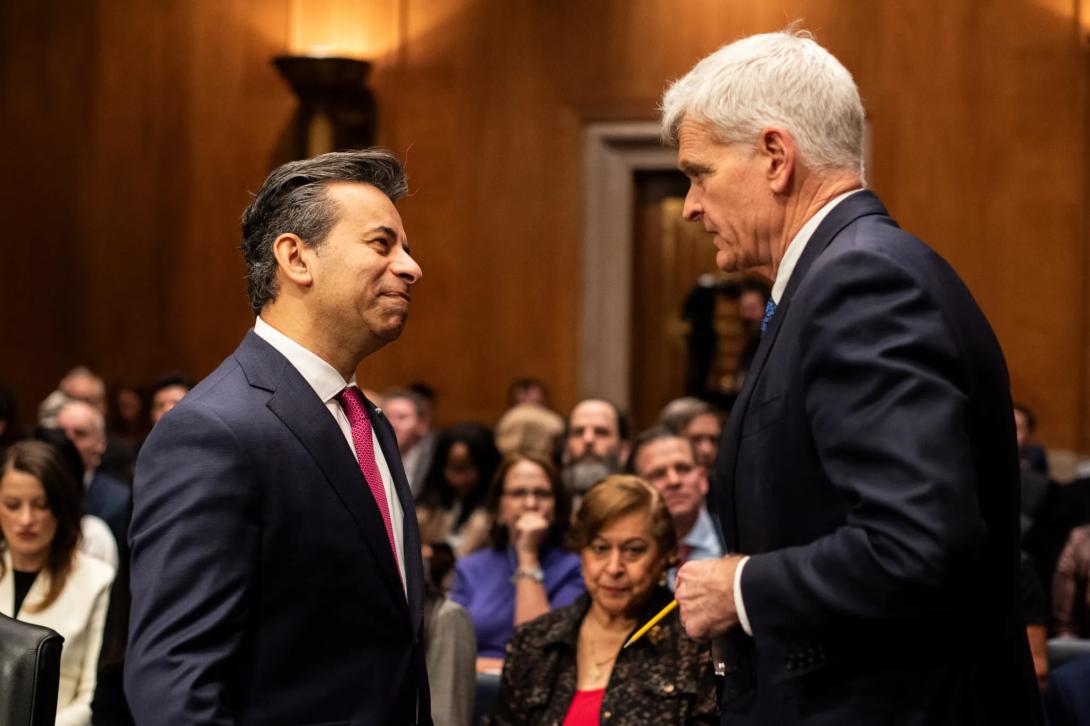 FDA Commissioner Marty Makary speaks to Sen. Bill Cassidy (R-La.)