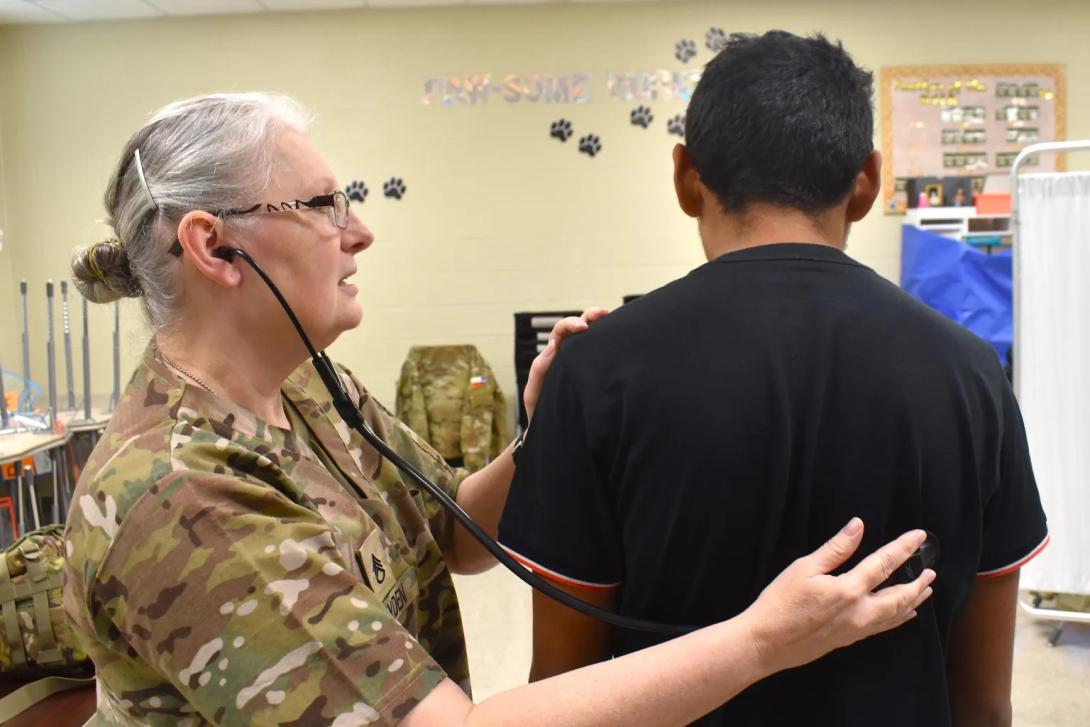 Free health clinic. Texas State Guard.