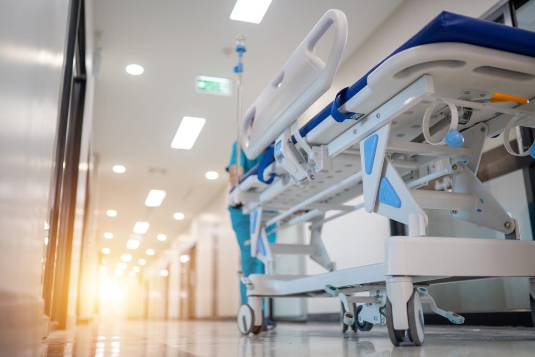 Hospital hall and bed