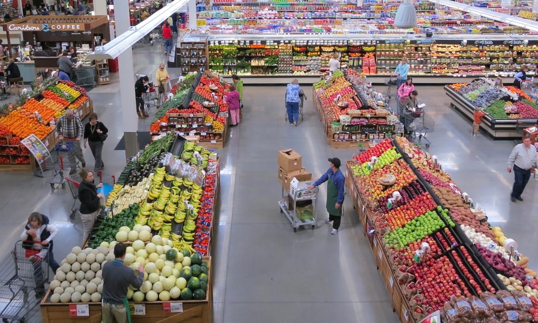 Shoppers at a Hy-Vee store in Overland Park, Kan.
