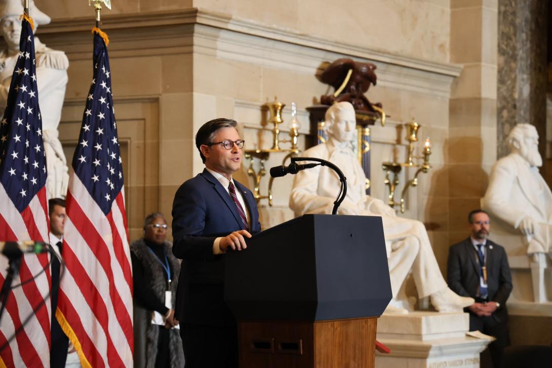 Speaker Mike Johnson, R-La., at the national prayer breakfast