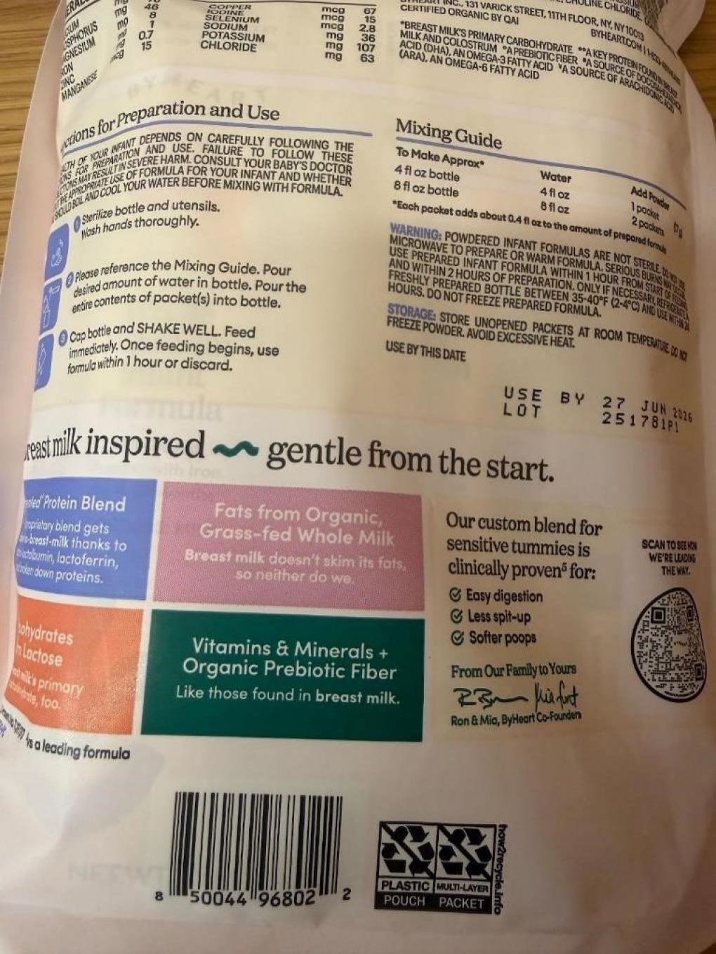 ByHeart infant nutrition formula, which was recalled by the FDA.