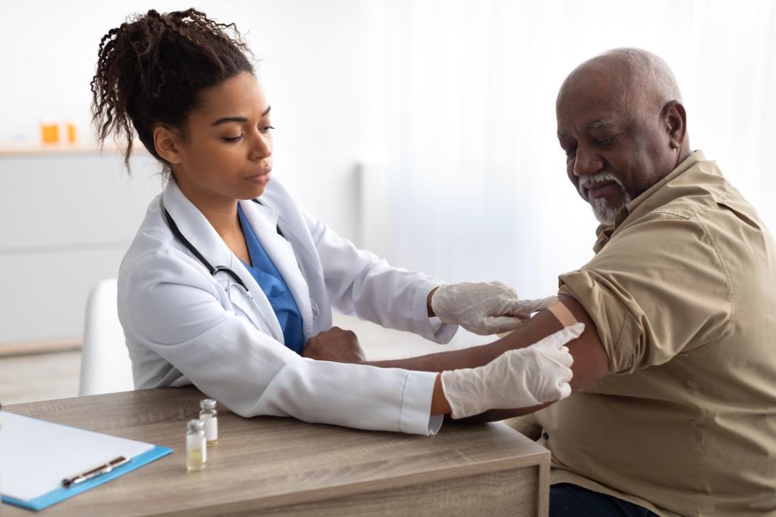 Older man getting vaccine