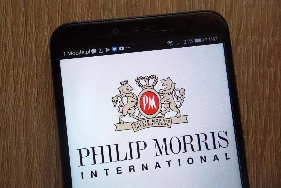 Philip Morris logo displayed on smartphone screen.