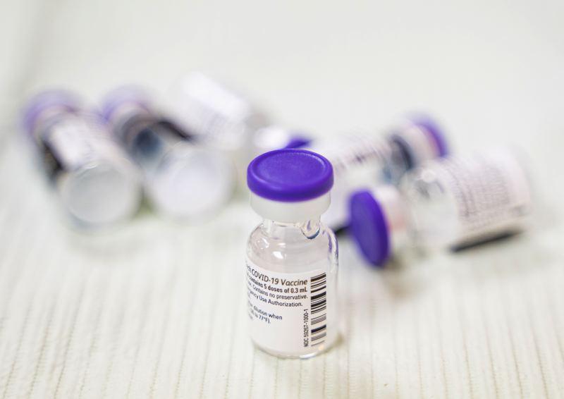 Bottles of Covid-19 vaccine.