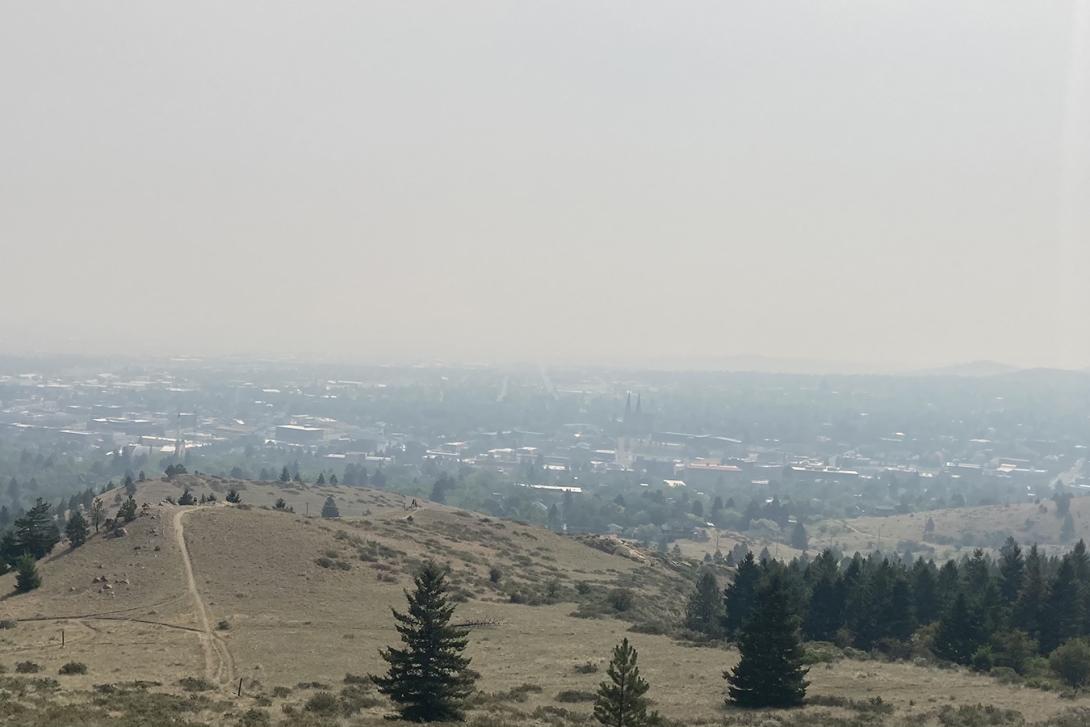 Photo of smoke above small town in Montana.