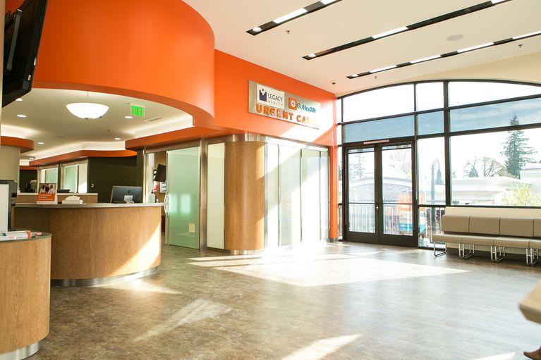 A brightly lit healthcare clinic lobby.